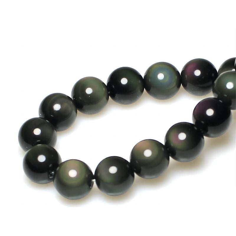 MJDCB Rare Collection Natural Stone Beads Rainbow Obsidian Round Loose Beads for Jewelry Making DIY Bracelet Necklace (8mm) - Image 2